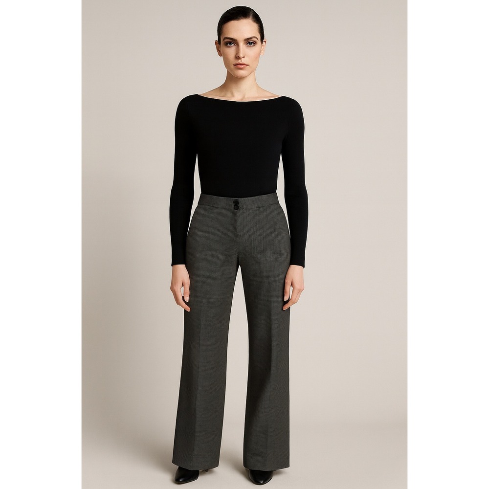 Armani Collezioni Pants Size 6 Wool Straight Leg  Made In Italy Dotted Gray